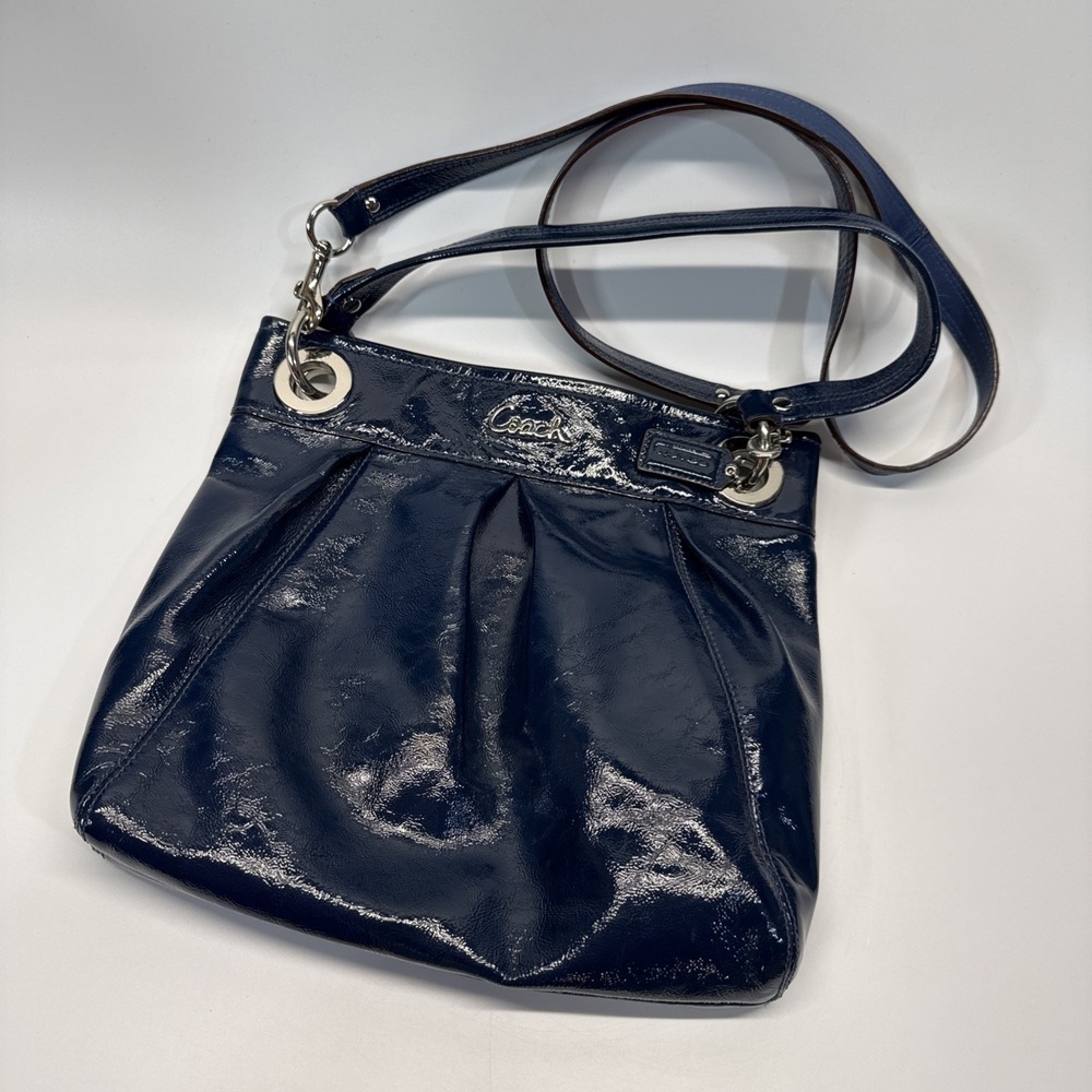 Coach Ashley Crossbody Blue Patent Leather F17953 Shoulder Bag Y2K - Picture 1 of 14